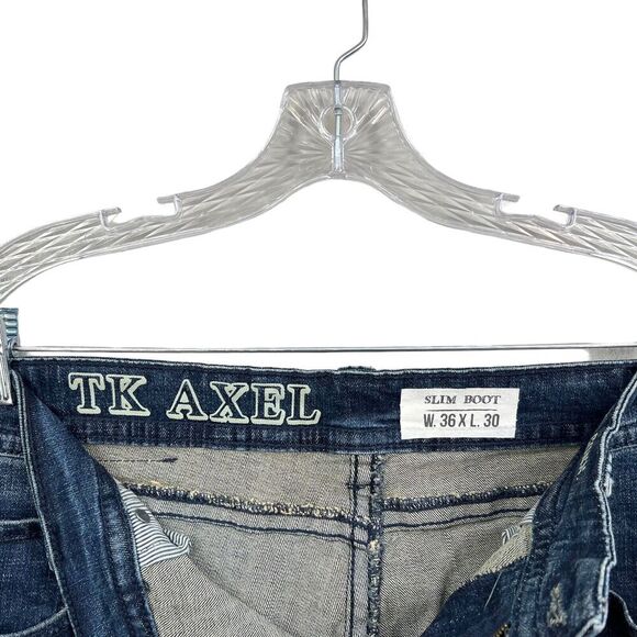 TK Axel Jeans Slim Boot Stretch Straight Leg Zip Fly Blue Men Size 36Wx30L - Picture 4 of 8